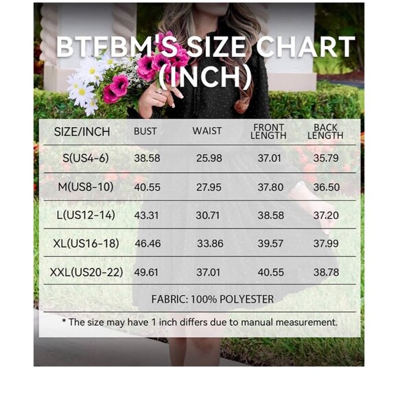 ✌️ 2/$40 ✌New Long Sleeve High Waist Black Dot Swing Dress with Ruffles sz Large - Picture 5 of 8